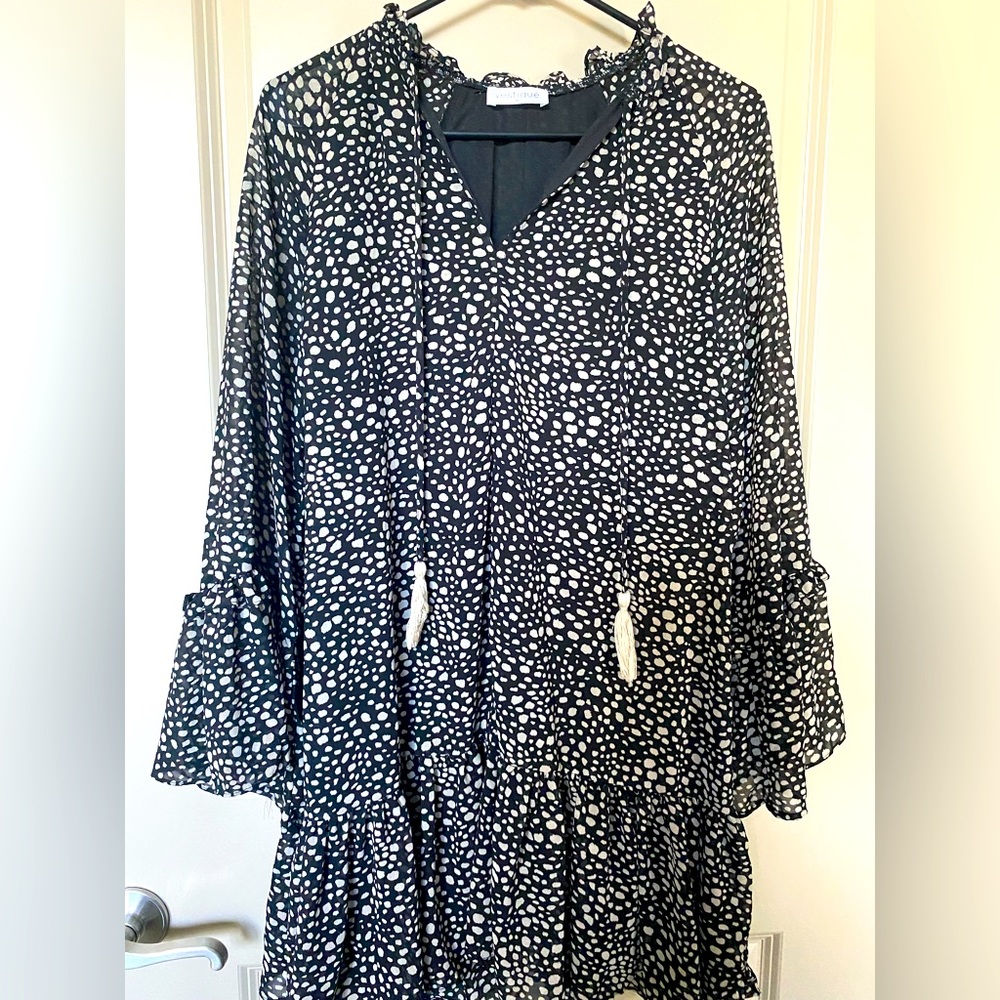 Vestique black mini dress. Perfect for fall family photos!